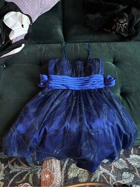 Deb Blue Sparkle Party Dress with Sash